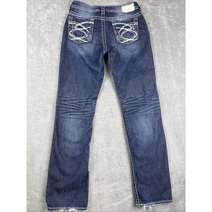 Silver Jeans Women's size 28x33 Lola 17" Straight Leg Distressed‎ Denim